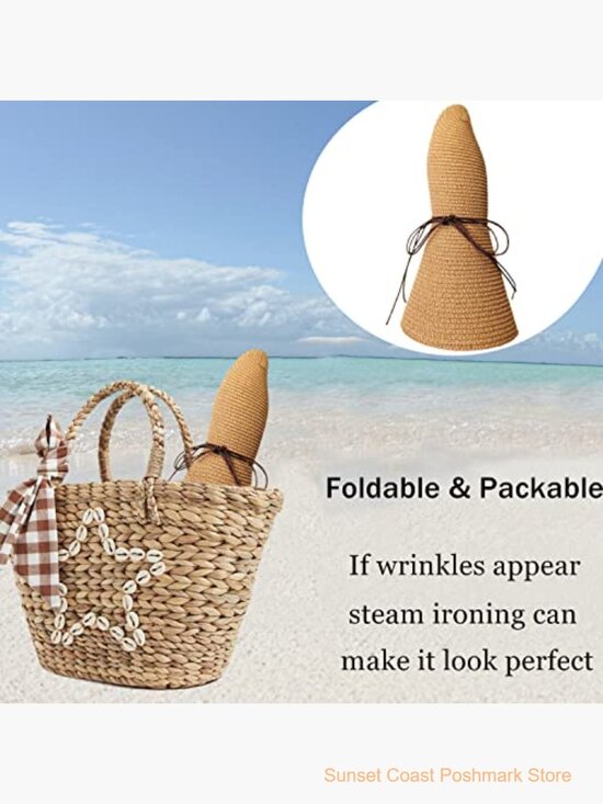 Floppy Wide Brim Straw Sun Hat Foldable Beach Travel main image 5